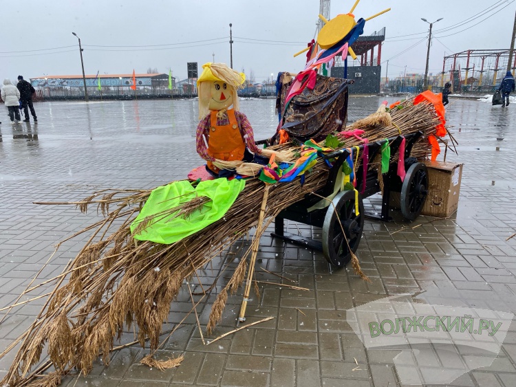 Хороводы, ароматный шашлык и сжигание чучела: в Волжском в снегопад попрощались с зимой