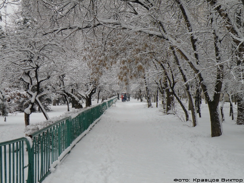 Превый день весны ознаменовался сильным снегопадом в Волжском